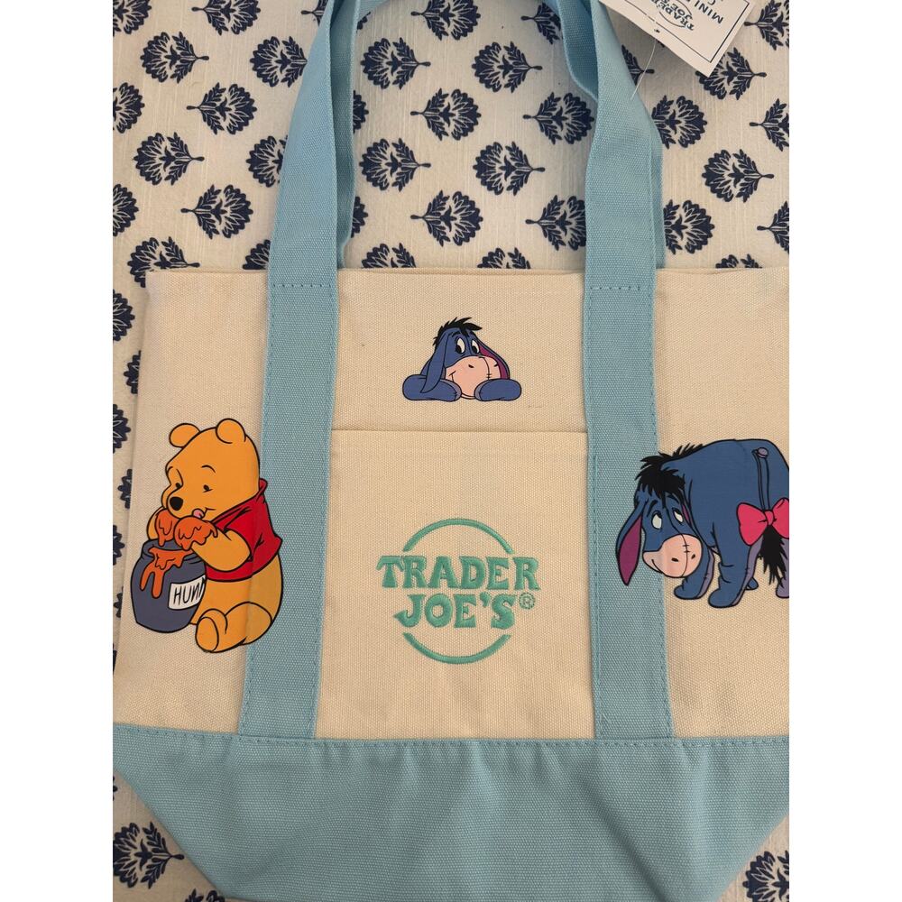 Disney Winnie The Pooh and Eeyore blue Custom Made Trader Joes Mini Tote